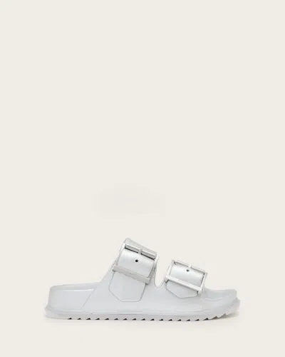 Allsaints Sian Eva Buckle Sandals In Silver