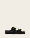Allsaints Sian Raffia Two-strap Sandal In Black