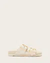 Allsaints Sian Leather Buckle Sandals In Chalk White