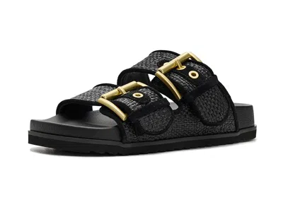 Allsaints Sian Raffia Sandals In Black