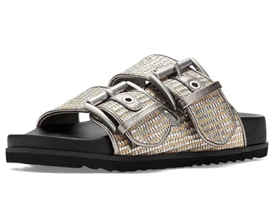 Allsaints Sian Raffia Sandals In Silver