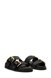 Allsaints Sian Raffia Two-strap Sandal In Black