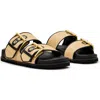 Shop Allsaints Sian Raffia Two-strap Sandal In Natural/black