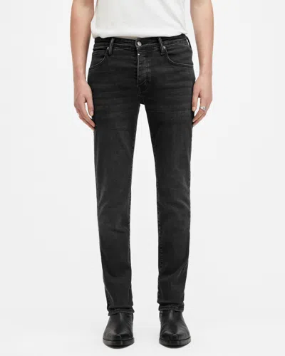 Allsaints Sid Skinny Fit Denim Jeans In Washed Black