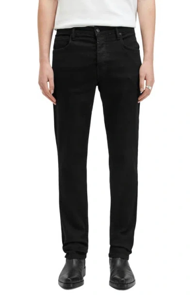 Allsaints Mens Washed Black Sid Skinny-leg Stretch-organic-cotton-blend Jeans