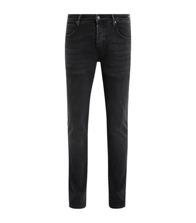 Allsaints Mens Washed Black Sid Skinny-leg Stretch-organic-cotton-blend Jeans