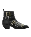Allsaints Jane Buckle Pointed Leather Boots In Black