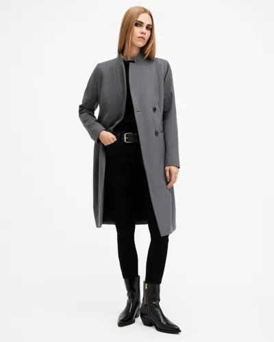 Allsaints Sidney Wool Cashmere Blend Tailored Coat In Eiffel Grey
