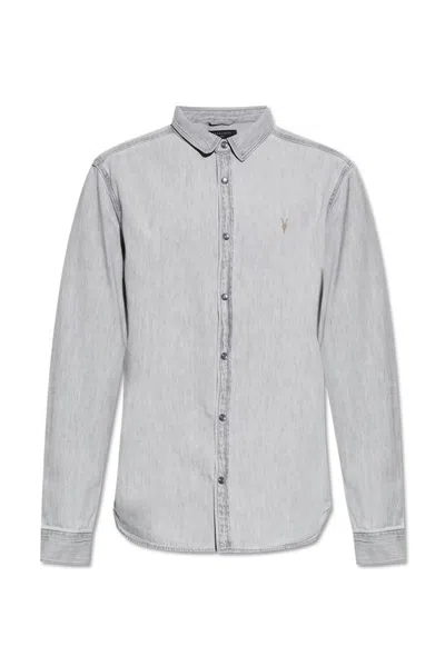 Allsaints Signature Embroidered Casual Shirt In White