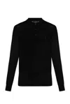 Allsaints Mode Long Sleeve Wool Polo In Black