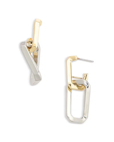 Allsaints Signature Two-tone Hexagon Twist Link Drop Earrings In Gold