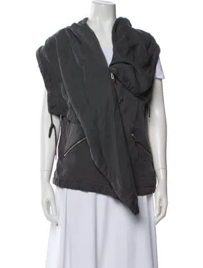 Pre-owned Allsaints Silk Coat In Gray