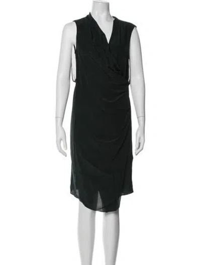 Pre-owned Allsaints Silk Knee-length Dress In Black