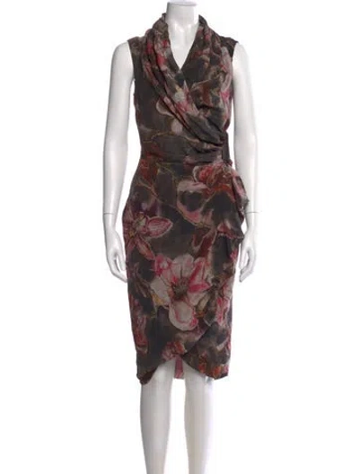 Pre-owned Allsaints Silk Knee-length Dress In Black