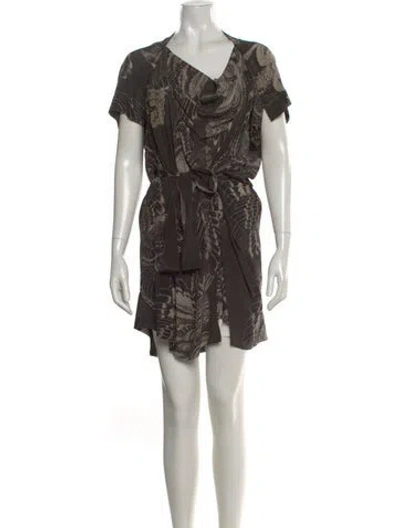 Pre-owned Allsaints Silk Knee-length Dress In Brown