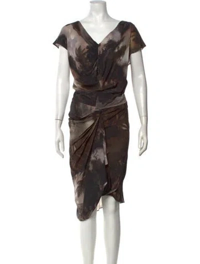 Pre-owned Allsaints Silk Knee-length Dress In Grey