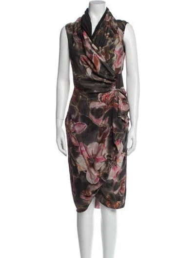 Pre-owned Allsaints Silk Knee-length Dress In Multi