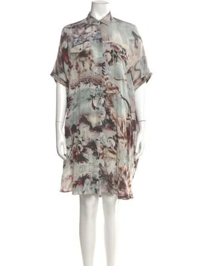 Pre-owned Allsaints Silk Knee-length Dress In Neutral