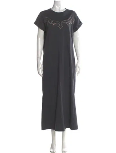 Pre-owned Allsaints Silk Long Dress In Gray