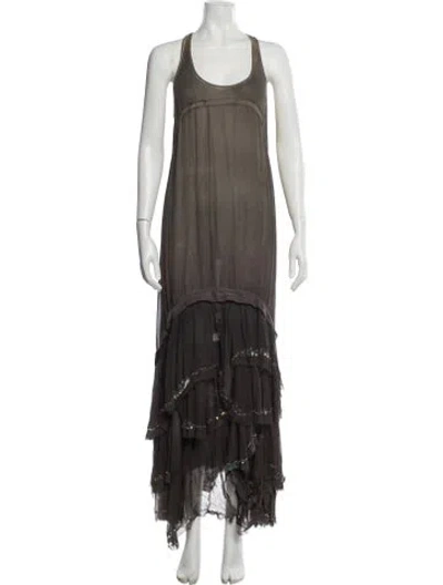 Pre-owned Allsaints Silk Long Dress In Gray