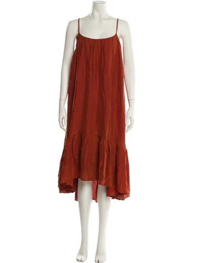 Pre-owned Allsaints Silk Long Dress In Red