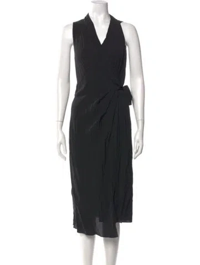 Pre-owned Allsaints Silk Midi Length Dress In Black