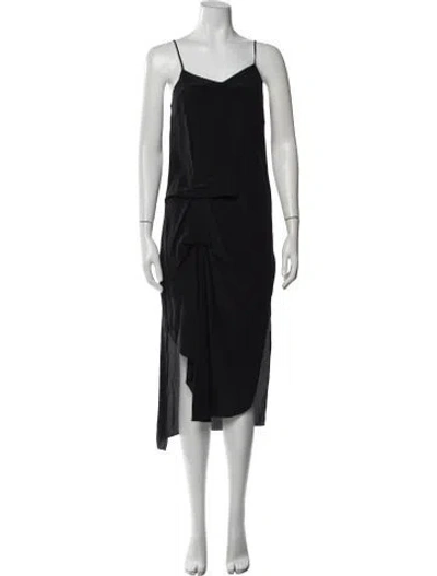 Pre-owned Allsaints Silk Midi Length Dress In Black