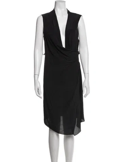 Pre-owned Allsaints Silk Midi Length Dress In Black
