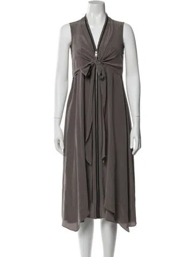 Pre-owned Allsaints Silk Midi Length Dress In Gray