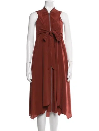 Pre-owned Allsaints Silk Midi Length Dress In Orange