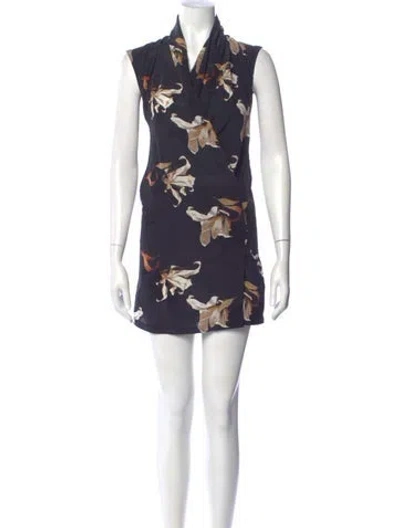 Pre-owned Allsaints Silk Mini Dress In Blue