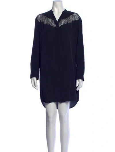 Pre-owned Allsaints Silk Mini Dress In Blue