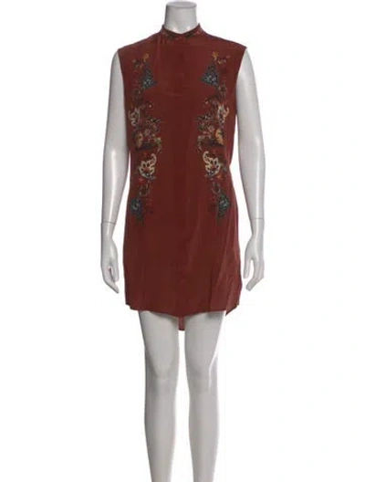 Pre-owned Allsaints Silk Mini Dress In Brown