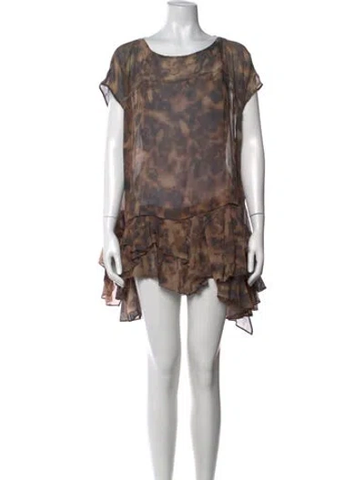 Pre-owned Allsaints Silk Mini Dress In Brown