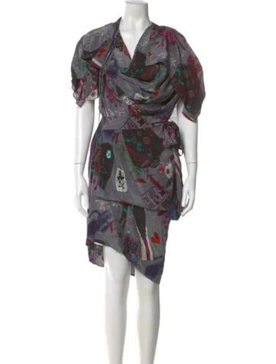 Pre-owned Allsaints Silk Mini Dress In Gray