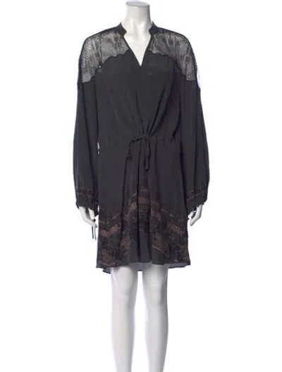 Pre-owned Allsaints Silk Mini Dress In Grey