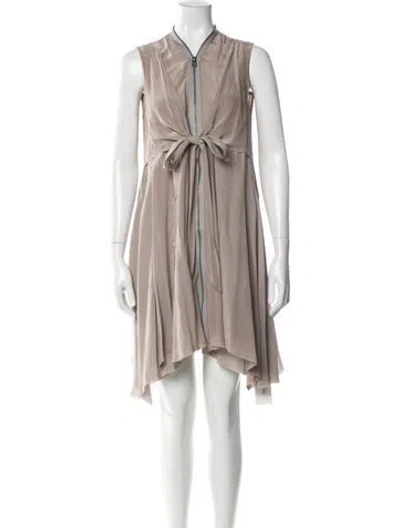 Pre-owned Allsaints Silk Mini Dress In Neutral