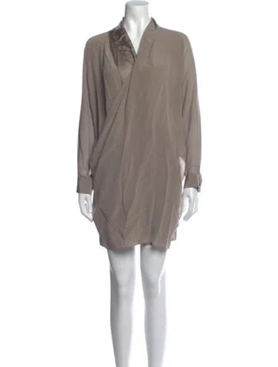 Pre-owned Allsaints Silk Mini Dress In Neutral