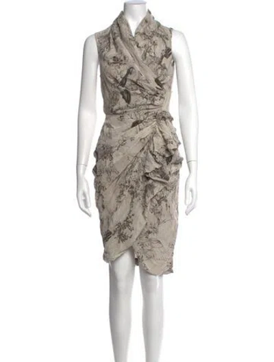 Pre-owned Allsaints Silk Mini Dress In Neutrals