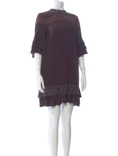 Pre-owned Allsaints Silk Mini Dress In Purple