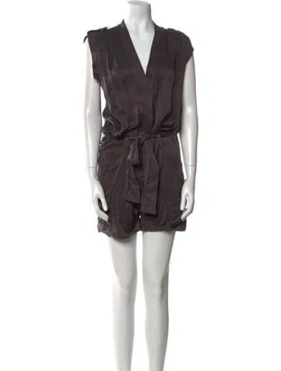 Pre-owned Allsaints Silk V-neck Romper In Gray
