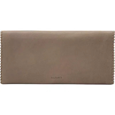 Allsaints Siloh Continental Leather Wallet In Misty Grey