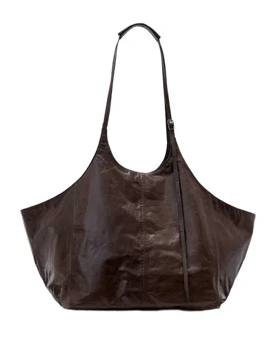 Allsaints Siloh East/west Leather Tote In Brown