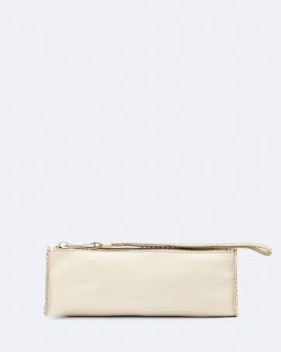 Allsaints Siloh Pinked-edge Leather Pencil Case In Antique White