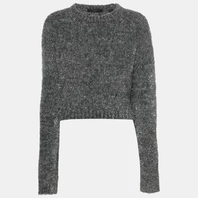 Pre-owned Allsaints Silver/grey Lurex Knit Tops M