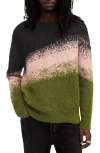 Allsaints Sirius Jacquard Stripe Oversized Jumper In Green