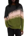 Allsaints Sirius Jacquard Stripe Oversized Jumper In Green