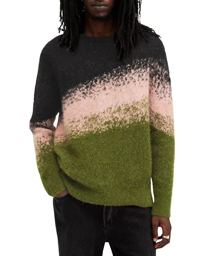 Allsaints Sirius Jacquard Stripe Oversized Jumper In Green