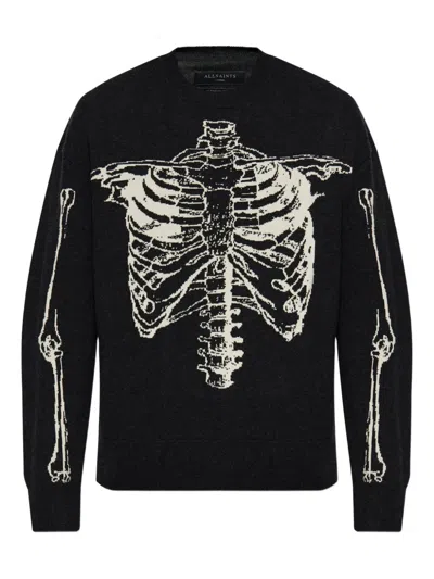 Allsaints Skelli Crew-neck Sweater In Black
