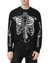 Allsaints Mens Black Skelli Graphic-print Long-sleeve Wool-blend Jumper Xs In Black